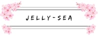 jelly-sea logo with pink flowers and a black background