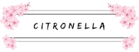 the word citronella on a white background with pink flowers